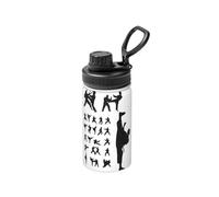 Silhouettes of Martial Arts Print Space Water Bottle, 350 ml bottiglia termica in acciaio inox per lo sport, per la scuola, all'aperto