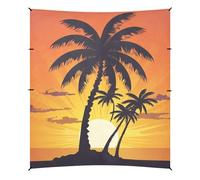 Silhouettes of Palm Trees at Sunset Beach Tent & Canopy UPF50 Leggero grande parasole con pala di sabbia per campeggio, pesca, divertimento in cortile