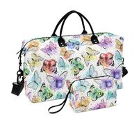 Silhouettes Safari Farfalle Acquerello Grande Borsa Da Viaggio Pernottamento Carry On Tote e Bagaglio Allenamento Borsa con Toiletry Bag per Palestra Impermeabile