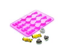 Silicon Zone SZ 404612 Forno e gioia della torta a forma di 16 caratteri, Silicone, Rosa, 27,6 x 18,8 x 1,4 cm