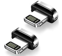 SilicOne 2x Adattatore per Cavo di Ricarica Rapida in Nylon con Magnete PLATINUM Compatibile con iPhone 13 12 Pro Max mini 11 XS XR X 10 8 7 6S 6 Plus 5 SE - 2x Connettori