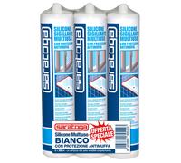 Silicone acetico Saratoga multiuso antimuffa Tripack 3 x 280 ml Bianco