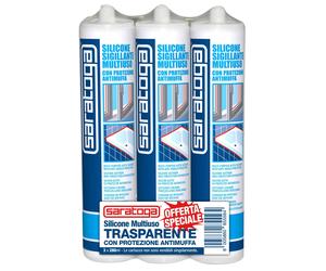 Silicone acetico universale Saratoga Tripack trasparente Trasparente