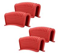 Silicone Addensato Coperchio Della Maniglia Della Padella Coperchio Isolante Clip Rosso, 4 Pezzi
