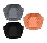 Silicone Air Fryer Insert, Baking Liners, 3 Pieces Reusable Heat Resistant Microwave Tray for Toaster Oven, Microwave, Commercial Kitchen Cooking Use, 7.4x6.3x2.76 Inches 125g