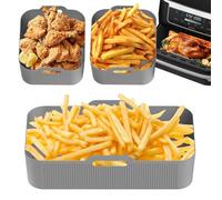 Silicone Air Fryer Liner - Rectangle, Reusable Nonstick Mat | Oven Pot Protector For Microwave Baking Roasting For Home Kitchen Cooking Meal Prep And Dishwasher Safe