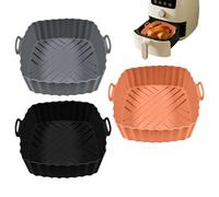 Silicone Air Fryer Liners, 3-Piece Non-Stick Baking Tray Set, Reusable Square Cooking Mats for Oven, Microwave, Toaster, Kitchen, Counter, Roasting, Daily Meals, Prep, Air Fryers, Bakings