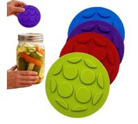 Silicone Airtight Fermenting Lids - Set of 4, Universal Wide Mouth Bottle Tops, Spill-Resistant Sealing Caps | Home Pantry Organization for Food, Meals, Drinks, Baking, Snacks