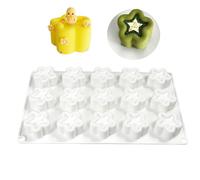 Silicone Baking Molds, Festival Cake Molds, Star Shape 15-Cavity Crafts Casting Tool For Wax Cement Clay Soap Jelly Budding Dessert Muffin Cake