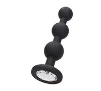 Silicone Beaded Diamond Butt Plug - Black
