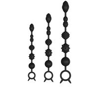 Silicone Black Anal Bead con Safe Pull Ring, Anal Beads Butt Plug per Principiante, G Spot Vaginal Prostate Massager Anale per le Donne (Nero,34cm)