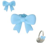 Silicone Bow Headphone Accessory, 2 Pack 3d Bows Decor for Headphones, Cute Earphone Decorations, Easy to Apply, for Women (Blue)