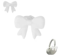 Silicone Bow Headphone Accessory, 2 Pack 3d Bows Decor for Headphones, Cute Earphone Decorations, Easy to Apply, for Women (White)