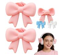Silicone Bow Headphone Accessory, 2 Pack 3D Bows Decor for Headphones, Cute Earphone Decorations, Exquisite Headphone Accessories, Cute & Stylish for Various Headphones (Pink*2pcs)