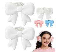 Silicone Bow Headphone Accessory, 2 Pack 3D Bows Decor for Headphones, Cute Earphone Decorations, Exquisite Headphone Accessories, Cute & Stylish for Various Headphones (White*2pcs)