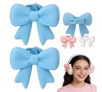 Silicone Bow Headphone Accessory, 2 Pack 3D Bows Decor for Headphones, Cute Earphone Decorations, Exquisite Headphone Accessories, Cute & Stylish for Various Headphones (Blue*2pcs)