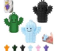 Silicone Cactus Pain Fidget Toy for Adults - Little Ouchies Spiky Sensory Keychain for Anxiety Relief, Stress Stimming Tool & Fun Hard Grippie Gift(3Pcs-A)