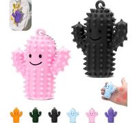 Silicone Cactus Pain Fidget Toy for Adults - Little Ouchies Spiky Sensory Keychain for Anxiety Relief, Stress Stimming Tool & Fun Hard Grippie Gift(2Pcs-F)