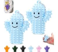 Silicone Cactus Pain Fidget Toy for Adults - Little Ouchies Spiky Sensory Keychain for Anxiety Relief, Stress Stimming Tool & Fun Hard Grippie Gift(2Pcs-H)