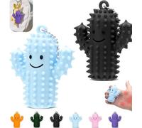Silicone Cactus Pain Fidget Toy for Adults - Little Ouchies Spiky Sensory Keychain for Anxiety Relief, Stress Stimming Tool & Fun Hard Grippie Gift(2Pcs-G)