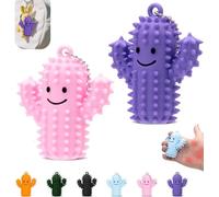 Silicone Cactus Pain Fidget Toy for Adults - Little Ouchies Spiky Sensory Keychain for Anxiety Relief, Stress Stimming Tool & Fun Hard Grippie Gift(2Pcs-A)