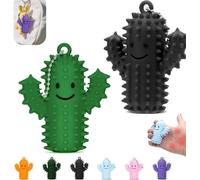 Silicone Cactus Pain Fidget Toy for Adults - Little Ouchies Spiky Sensory Keychain for Anxiety Relief, Stress Stimming Tool & Fun Hard Grippie Gift(2Pcs-D)