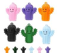 Silicone Cactus Pain Fidget Toy for Adults - Little Ouchies Spiky Sensory Keychain for Anxiety Relief, Stress Stimming Tool & Fun Hard Grippie Gift(6Pcs)