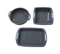 Silicone Cake Pans Set of 3 | Nonstick & Oven Safe Bakeware for Baking Cakes/Bread/Desserts | Heat Tolerant, Dishwasher Safe, Reusable
