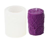 Silicone Candle Mold - 339g Cylindrical Candle Mold, White Antlers Pattern Making Moulds, Handmade Pillar Spire | Hand Crafts Home Wedding Dinner Party For Chocolate Decoration