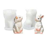 Silicone Candle Molds, 3D Rabbit Figurines, 2 Pieces Bunny Candle Craft Molds for Making Candles, Plaster, Chocolate, or Clay Decorations for Living Room, Bedroom, Kitchen, Study, Classroom, Easter