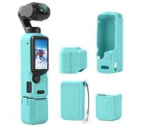 Silicone Case For DI Osmo Pocket 4 Shockproof Sleeve with Tempered Glass Protector Lens And Screen Prtect Cover Scratch-Resistant Screen Lens Protective Cover Combo Camera Accessories