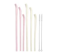 Silicone Coffee Straws, Reusable Drinking Tool Set, 6 Piece Tumbler Straws Cleaning Brushes, Flexible Silicone for Beverages, Straw Set with Easy Clean Feature, Children Adults for Beach Travel