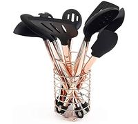 Silicone Cooking Utensil Set 10 Pcs Kitchen Utensils Cooking Utensils Set Non-Stick Heat Resistant Kitchen Cookware with Stainless Steel Handle