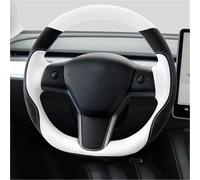 Silicone Copri Volante Coprivolante Coprivolante per auto in vera pelle scamosciata nera bianca cucita a mano per Tesla per modello 3 2015-2021 per il modello per Y 2019-2021(Style 3)