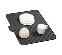Silicone Dish Drying Mat, Kitchen Counter Draining Mat With Drain Lip, Heat Resistant Sink Drying Pad, Fast Water Drainage Plate Rug, Perfect For Utensils, Cups, Glassware, 22.83x16.93 In