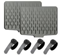 Silicone Dish Drying Mat, No-Spill Silicone Worktop Saver,Folding Draining Board Mat, Heat Non-Slip Mat (2pcs)