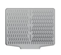 Silicone Dish Drying Mat with Drain Lip Kitchen Counter Non Slip Pad Easy to Clean Heat Resisting (Gris claro)