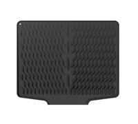 Silicone Dish Drying Mat with Drain Lip Kitchen Counter Non Slip Pad Easy to Clean Heat Resisting (Negra)