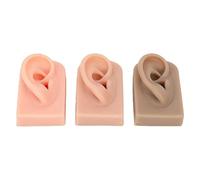 Silicone Ear Replica 3Pcs | Realistic Practice Ear for Piercing Training/Acupuncture Practice | Soft Flexible Right Ear, Reusable for Beginners & Beauty Schools