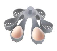 Silicone Egg Boiler Rack, supporto per uova, porta uova a vapore, accessori per la cottura a vapore, 6 camere, in silicone, colore: grigio