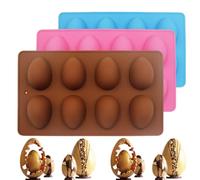 Silicone Egg Molds for Baking, 3 Pack 24 Cavity Easter Egg Shaped Silicone Mold, Non-Stick Flexible Chocolate Mold, DIY Baking Supplies for Chocolate, Cake, Jello, Candy Making (3pcs)