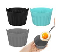 Silicone Egg Poacher - 3x Air Fryer Egg Poacher Cups, Reusable Silicone Poaching Cups, Eggs Cooker | Poached Eggs Maker, Non-sticky Air Fryer Liners, Heat-resistant Cupcake Baking Cup For Microwave