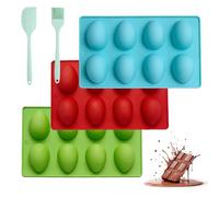 Silicone Egg Shaped Molds for Oven, Food-Grade Silicone Easter Egg Molds for Baking, Non-Stick Easter Egg Silicone Mold for Baking for Cake, Jello, Chocolate, Dessert with 2 Bonus Gifts B+C)