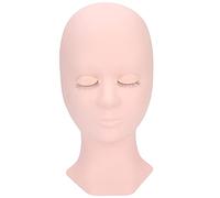 Silicone Eyelash Extension Practice Head Soft Safe Material Detachable Eyelids Realistic Simulation Size Practice Eyelash Extension Training Manikin Head (Pink head mold)