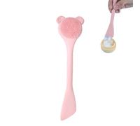 Silicone Facial Brush, Gentle Face Scrubber, Manual Massager Brush, Soft Bristles, Cartoon Design for, Gift for Wife or Girlfriend 18.5x5x1.5cm Compact Pink Gray