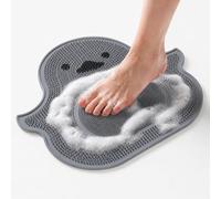 Silicone Foot Scrubber Mat for Shower with Strong Suction Cups and Non-Slip Design,Massages Your Feet Without Bending, for Exfoliating and Massaging (Gray)