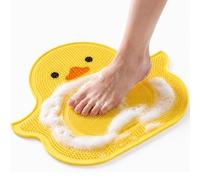 Silicone Foot Scrubber Mat for Shower with Strong Suction Cups and Non-Slip Design,Massages Your Feet Without Bending, for Exfoliating and Massaging (Yellow)