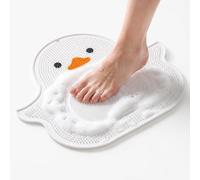 Silicone Foot Scrubber Mat for Shower with Strong Suction Cups and Non-Slip Design,Massages Your Feet Without Bending, for Exfoliating and Massaging (White)