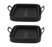 Silicone Fryer Liner Tray | Non - Stick Reusable Pot with Handle | Crispy Food & Easy Care | 2 Pack for Kitchen/Cooking Accessories (Black)