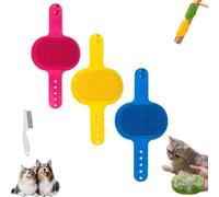 Silicone Grooming Strap Pad for Cats, Cat Self Groomer, Adjustable Silicone Pet Grooming Tool, Multi-functional Cat Brush for Climbing Frames Table (3pcs-a)